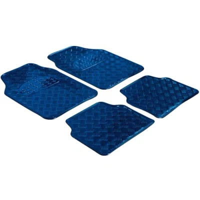 Abbildung von Walser Gummimatten, Universal Automatte Metallic, Fußmatten Komplettset Riffelblech, Schutzmatte blau, zuschneidbare Schmutzfangmatte 28022