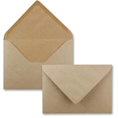 Abbildung von 50x Briefumschläge B6 17,6 x 12,5 cm Kraftpapier Nassklebung mit spitzer Klappe 120 g/m² Für Hochzeit, Gruß Karten, Einladungen