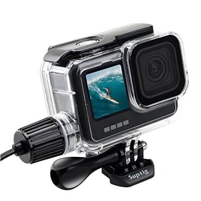 Abbildung von Suptig Wasserdichtes Gehäuse, kompatibel mit GoPro Hero 13/Hero 12/Hero 11/Hero 10/Hero 9, schwarz, wasserdicht 40 m
