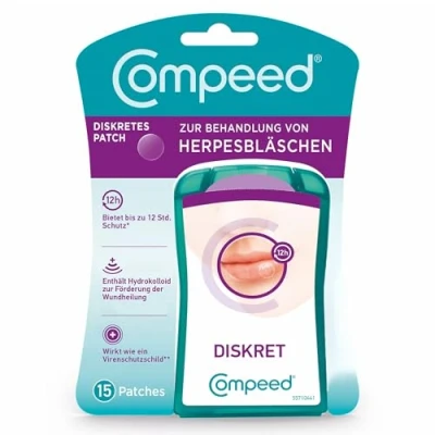 Abbildung von Compeed Herpesbläschen Patch mit Applikator für beschleunigte Wundheilung gegen Herpes im Gesicht 1x15er Pack