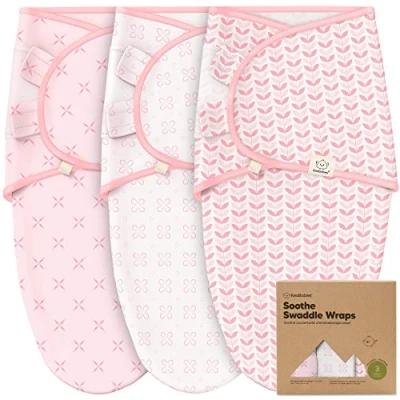 Abbildung von KeaBabies 3 Pack Bio Baby Schlafsack zum Pucken Ergonomische Pucksack 0 Monate, Babyschlafsack Neugeborene, Pucktuch Baby, Puck Pucksack, Wickeldecke (Blossom)
