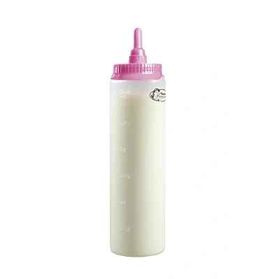 Abbildung von Bestron Teigportionierer mit Skala, Teigdosierer für 700 ml, Crepes, Poffertjes, Pfannkuchen, Waffeln, Muffins oder Donutteig, Farbe: Weiß, Rosa