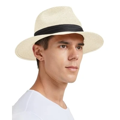 Abbildung von Zylioo Stroh Sonnenhut Kleine Kopf,UV Schutz Fedora Strohhut Größen,Strandhut Sommerhut Größe S für Sommer Urlaub