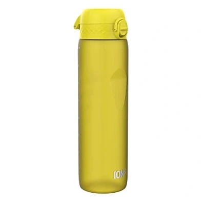 Abbildung von Ion8 1 Liter Trinkflasche, 1000ml, Auslaufsicher, Einhandöffnung, Sichere Verriegelung, Spülmaschinenfest, BPA frei, Tragegriff, Leicht zu Reinigen, Ideal für Sport und Fitnessstudio, Gelb
