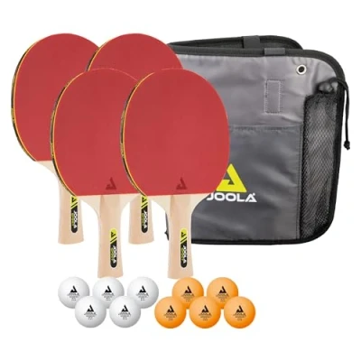 Abbildung von JOOLA Tischtennis Set Family , 4 Tischtennisschläger + 10 Tischtennisbälle Tasche, ca. B 30 x H 8 T 35 cm