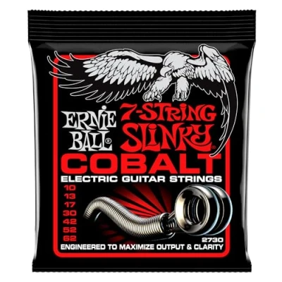 Abbildung von Ernie Ball Skinny Top Heavy Bottom Slinky Cobalt 7 Saiter E Gitarrensaiten, Stärke 10 62