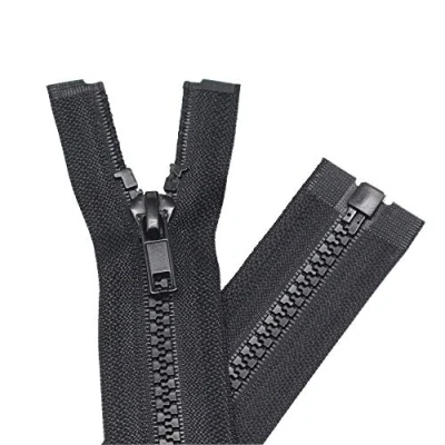 Abbildung von YaHoGa 2 Stück 58 cm Reißverschluss Kunststoff 5mm teilbar Reissverschluss für Jacken Schwarz (58 cm)
