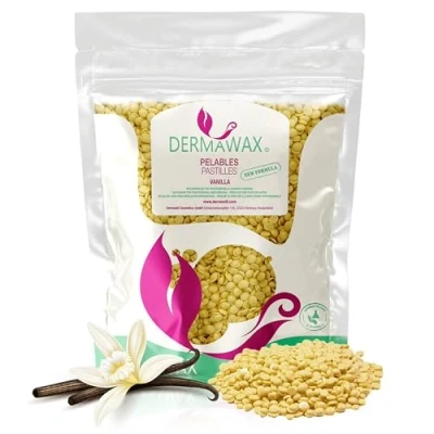 Abbildung von 1 kg Dermawax Vanille Wachs Filmwachs Premium Heisswachs Waxing Perlen Wachsperlen ohne Wachsstreifen für Enthaarung, Haarentfernung Brazilian Ganzkörper Intim, Beine, Gesicht und Arme