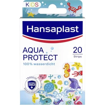 Abbildung von Hansaplast Aqua Protect Kinderpflaster (20 Strips), Wasserdichte Pflaster für Kinder zum Schwimmen und Baden, atmungsaktive Wundauflage mit zuverlässiger Klebkraft