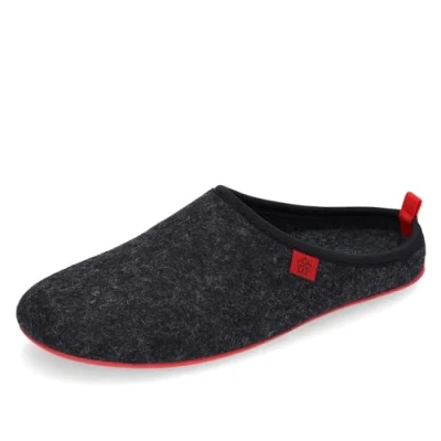 Abbildung von Andres Machado Dynamic Unisex Hausschuh aus Naturwolle und Feinfilz mit anatomischer Sohle Made in Spain .EU 37 bis 47, Schwarz/Rot, 40 EU