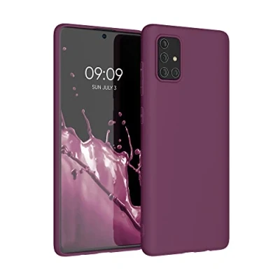 Abbildung von kwmobile Hülle kompatibel mit Samsung Galaxy A71 weiches TPU Silikon Case Cover geeignet für kabelloses Laden Magenta Lila
