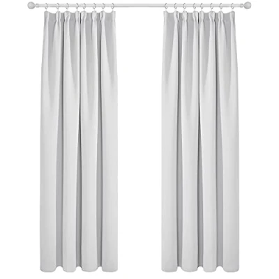 Abbildung von Deconovo Vorhänge Vorhang Blickdicht Kräuselband Gardinen Kinderzimmer Thermogardine Deko, 229x132 cm(HöhexBreite), Silber Grau, 2er Set
