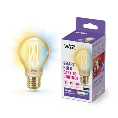 Abbildung von WiZ Tunable White Amber LED Lampe, Standardform 1er Pack E27, 50W, Vintage Design, dimmbar, warm bis kaltweiß, smarte Steuerung per App/Stimme über WLAN