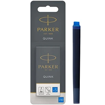 Abbildung von Parker Tintenpatronen für Füller lange Patronen auswaschbare blaue QUINK Tinte 10 Stück (Blister Packung)