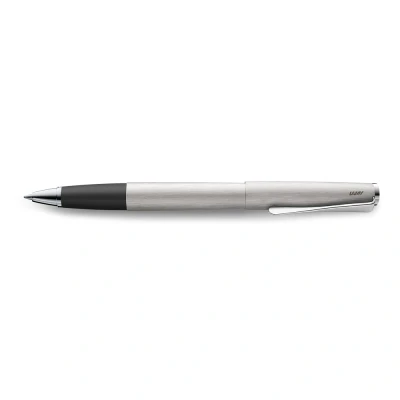 Abbildung von Lamy studio brushed Tintenroller universeller Stift in elegantem Gehäuse aus Ganzmetall mit propellerförmigem Clip &amp; Strichbreite M Tintenrollermine 63 schwarz