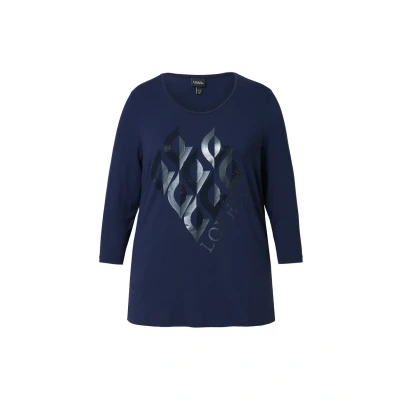 Abbildung von Ulla Popken Langarmshirt, Damen, Größe: 50/52, Marine