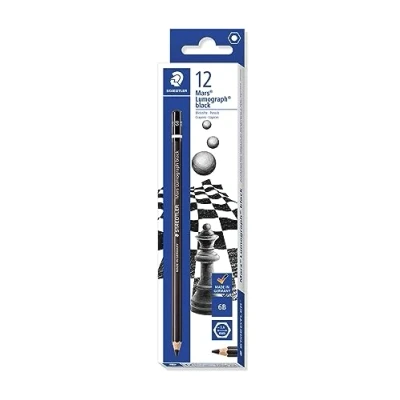 Abbildung von STAEDTLER 100B 6B Mars Lumograph Bleistift Premium Qualität Härtegrad 6B, 12 Stück im Kartonetui, schwarz