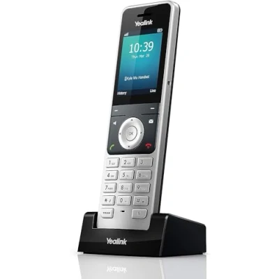 Abbildung von Yealink W56H IP DECT Mobilteil Handset Telefon mit Farbdisplay (2,4 Zoll TFT Farbbildschirm), Basisstationmit Ethernet Port, Silber/Schwarz
