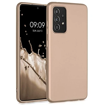Abbildung von kwmobile Case kompatibel mit Samsung Galaxy A52 / 5G A52s Hülle Schutzhülle aus Silikon metallisch schimmernd Handyhülle Metallic Gold