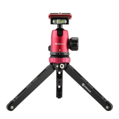 Abbildung von Moman Tischstativ mit Kugelkopf, Mini Kamera Stativ 360 Stativkopf, 1/4 3/8 Schraubbefestigung, CNC Aluminium 10kg Nutzlast Tragetasche für Canon Sony Nikon Panasonic DSLR Kamera, Smartphone
