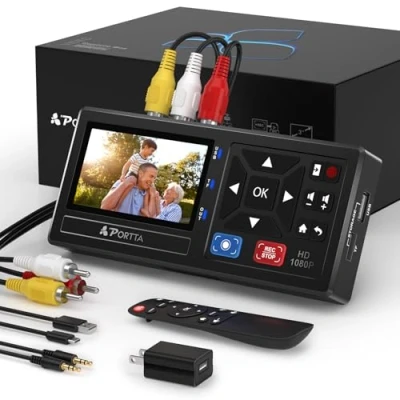 Abbildung von Portta VHS to Digital Converter, Video Digitalisieren Recorder mit Remote, Videokassetten Compatible with VHS, VCR, DVR, DVD, Hi8, Mini DV, Camcorder, Cassette Tape, Gaming Consoles