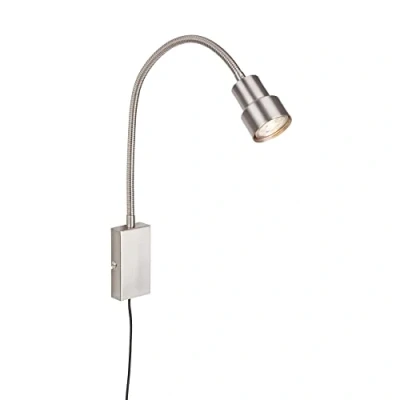 Abbildung von BRILONER Leuchten Bettleuchte, Wandleuchte, Leselampe inkl. Flexarm, An /Ausschalter via Touchfunktion, 1x LED/GU10, 5 Watt, 400 Lumen, 3.000 Kelvin, Metall, Matt Nickel