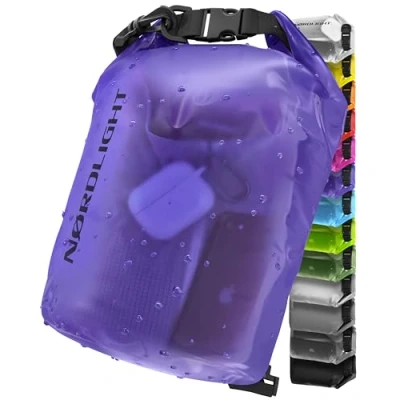 Abbildung von Nordlight Dry Bag 2L Wasserdichter Beutel (Lila) Packsack Mit Roll Top Verschluss Und Schultergurt Schwimmen, Baden, Strand, Kanu, Stand Up Paddling, Tauchen