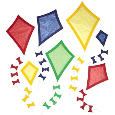 Abbildung von Papierdrachen Fensterbilder 24 vorgestanzte Drachen zum Basteln für Kinder Herbstbasteln mit Tonkarton und Transparentpapier Set 2