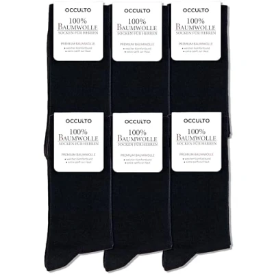 Abbildung von Occulto Herren 100% Baumwolle Socken 6er Pack (Modell: Roland) Schwarz 39 42