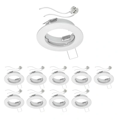 Abbildung von ledscom.de 10 Stück Decken Einbaurahmen FERE weiß matt (LED/Halogen/MR16/50mm) inkl. GU5.3 Fassung