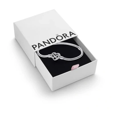 Abbildung von Pandora Sparkling Infinity Heart Snake Chain Armband, Damen, Größe: 20, Sterling silver