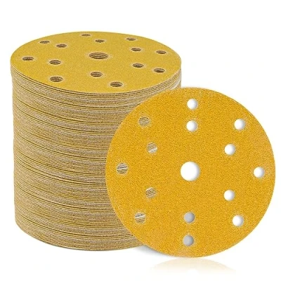 Abbildung von STEBRUAM 150mm Schleifpapier Klett 15 Loch schleifscheiben 50 Stück Set für Rund Exzenterschleifer je10x P60 P80 P120 P180 P400 Mischkorn Holz Metall und Farbe