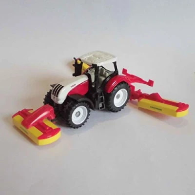 Abbildung von siku 1672, Steyr Traktor mit Pöttinger Mähwerkskombination, Metall/Kunststoff, Rot, Spielzeugfahrzeug für Kinder