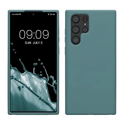 Abbildung von kwmobile Hülle kompatibel mit Samsung Galaxy S22 Ultra Silikon Handy Case Handyhülle weiche Oberfläche kabelloses Laden Antique Stone