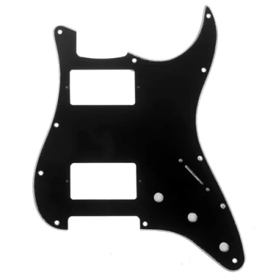 Abbildung von Musiclily Pro 11 Löcher HH Strat Pickguard 2 Humbucker Gitarren Schlagbrett für Fender American/Mexican Standard Stratocaster Modern Style E Gitarre,3 lagig Schwarz