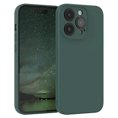 Abbildung von EAZY Case Silikonhülle für iPhone 14 Pro Hülle Silikon Grün weich stoßfeste Handyhülle Schutzhülle mit Kameraschutz Dünn Premium Schutz Cover TPU Phone Bumper in Piniengrün