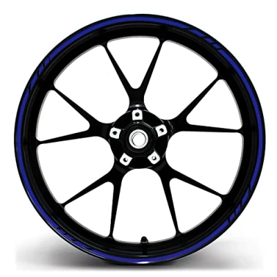 Abbildung von Felgenrandaufkleber GP Design 16 Teilig Komplett Set Finest Folia passend für 17 Zoll &amp; 16&quot; 18&quot; 19&quot; Felgen Motorrad Auto Fahrrad MR001 (Blau)