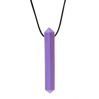 Abbildung von ARK® Kauhalskette in verschiedenen Stärken mit einstellbarer Abreißleine und ATC Pflegeanleitung Sensory Halskette, Beißblock, Kauen, Zahnen, Autismus Crystal glatt extra fest lavendel