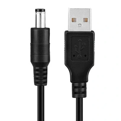 Abbildung von conecto CC20035 Niedervolt Ladekabel (USB A Stecker auf DC Hohlstecker 5,5x2,1mm), 0,60m, schwarz