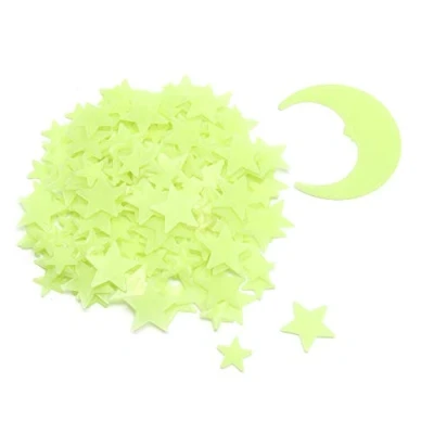 Abbildung von 201 Stück Gelb Leuchtsterne Selbstklebende Fluoreszierende Sterne und Mond Aufkleber für Wand Decke, Leuchten im Dunkeln, Perfekt Kinderzimmer Schlafzimmer Dekoration