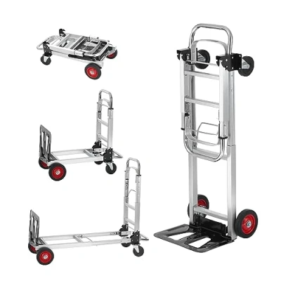Abbildung von VEVOR 2 in 1 Sackkarre Klappbar 113/181kg Tragfähigkeit Transportkarre Aluminiumlegierung &amp; Kohlenstoffstahl ⇋ Plattformwagen Trolley für Lade Transportaufgaben im Innen Außenbereich
