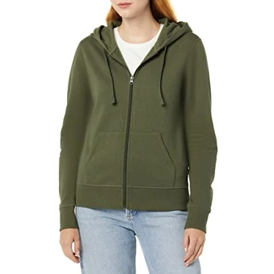 Abbildung von Amazon Essentials Damen Fleece Hoodie mit durchgehendem Reißverschluss (in Übergröße erhältlich), Dunkles Olivgrün, M