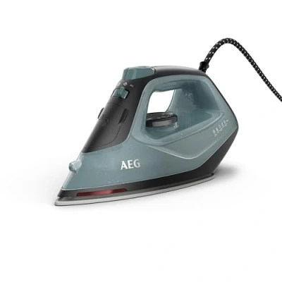 Abbildung von AEG SI5 2 6OG Dampfbügeleisen / 2400W variabler Vertikaldampfstoß/Feinspray 24% Recyclingkunststoff/Restwärmeanzeige 2m Kabel 180 drehbar/Anti Kalksystem/Keramikbügelsohle/grün grau