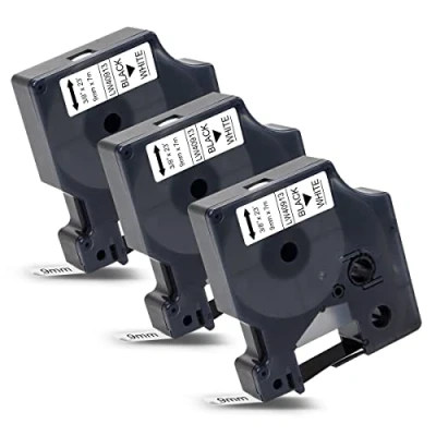 Abbildung von 3x Labelwell Kompatibel Schriftband Ersatz für 40913 S0720680 9mm Schwarz auf Weiß Labelwriter 450 Duo LabelManager 160 PNP 210D 360D 280 420P 500TS Labelpoint 250 150 100