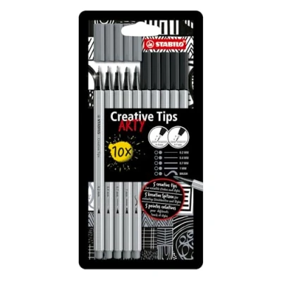 Abbildung von Multi Liner Set STABILO Creative Tips ARTY 10er Pack schwarz, mittelgrau