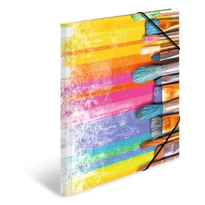 Abbildung von HERMA Sammelmappen A3 Pinsel Set, 3 Stück, Kinder Eckspanner Mappen aus Pappe mit Kunst Motiv, Gummizug, Innenklappen und Innendruck für Jungen Mädchen