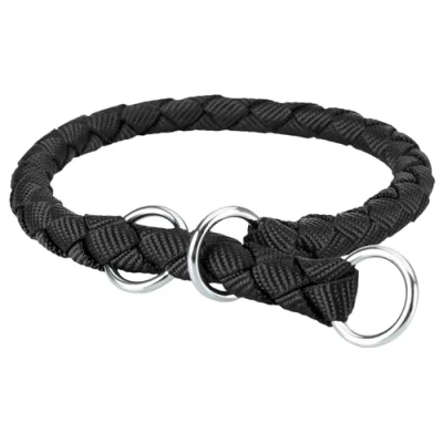 Abbildung von TRIXIE Cavo Zug Stopp Halsband Größe M: Halsumfang 3945 cm/ø 12 mm in schwarz Hundehalsband aus Gurtband für mittelgroße Hunde, rund geflochten, 143801