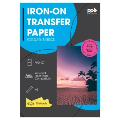 Abbildung von PPD 10 x A3 Inkjet Premium Transferpapier für Dunkles Textil, Bügeleisen, Transferpresse 107