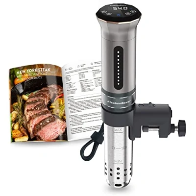 Abbildung von KitchenBoss Sous Vide Garer G300 Stick Präzisionskocher Timerfunktion 3D Zirkulation Präziser Temperatureinstellung IPX7 Wasserdicht LED Touch Display Immersion Tauchzikulator