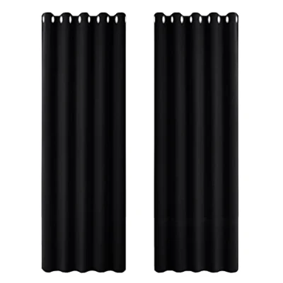 Abbildung von PONY DANCE Verdunkelungsvorhang Ösen 2er Set H 228 x B 167 cm Schwarze Gardinen für Schlafzimmer Guten Schlaf Schaffen Gardienen Blickdicht Thermovorhang gegen Kälte